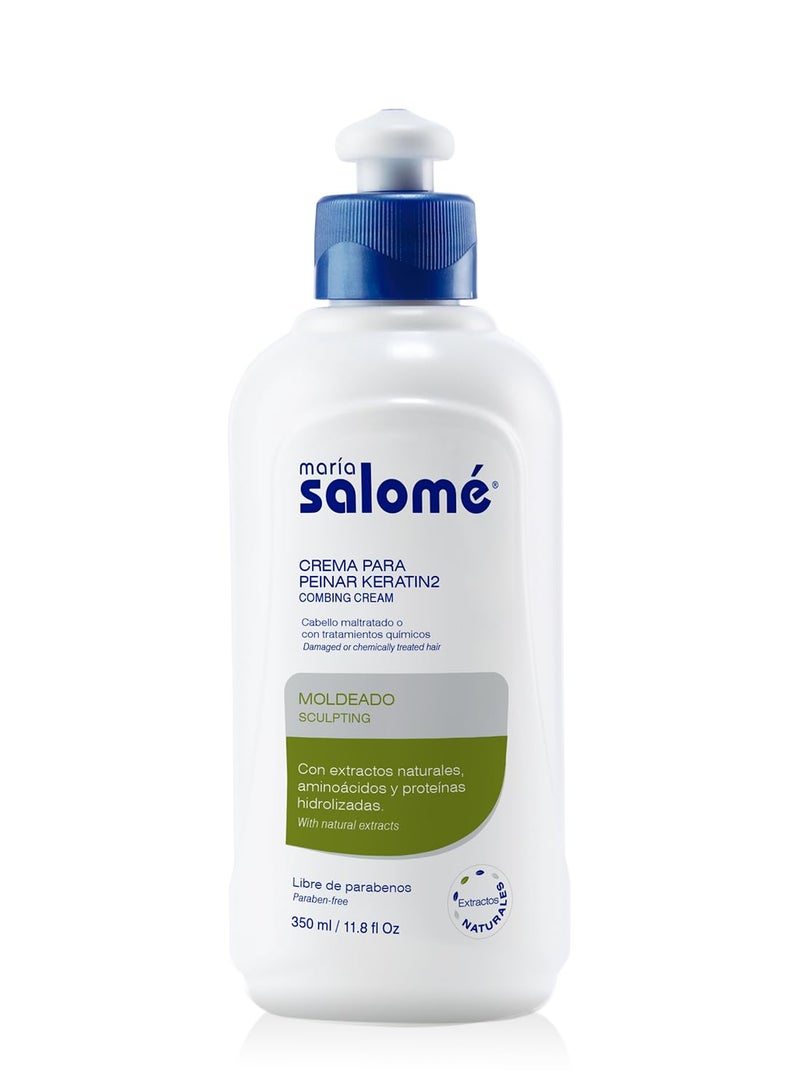 Maria Salome Crema para Peinar Keratin2 Sin Sal Leave in Conditioner 350ml 11.8 fl Oz - Image 1